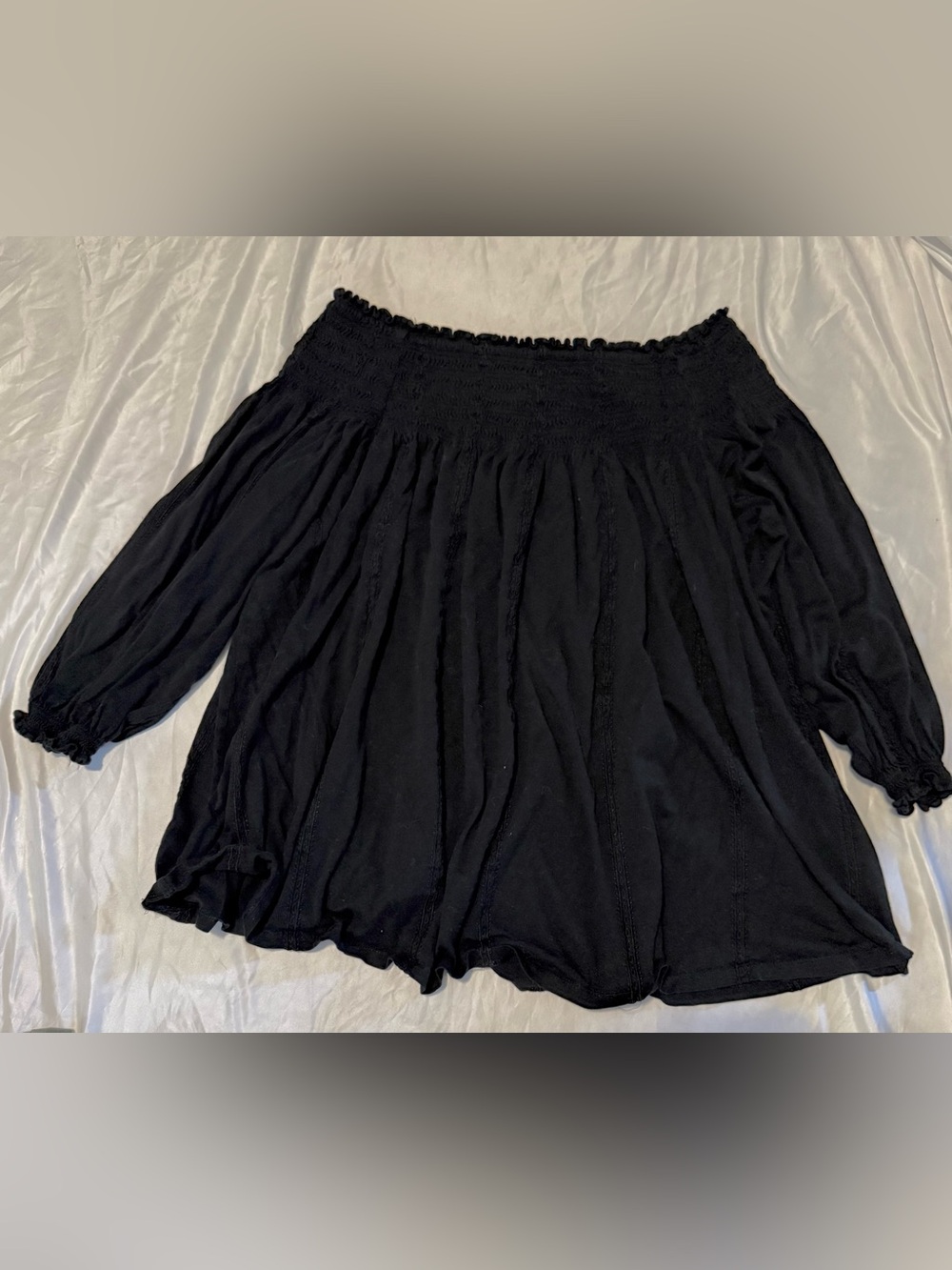 Women's Black Off-Shoulder Peasant Top